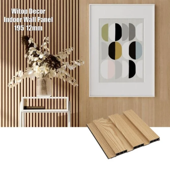 Pannello di copertura composito in legno di plastica per interni Boiserie in legno vinilico Decorativo Pannello a parete in PVC WPC con rivestimento scanalato 3D